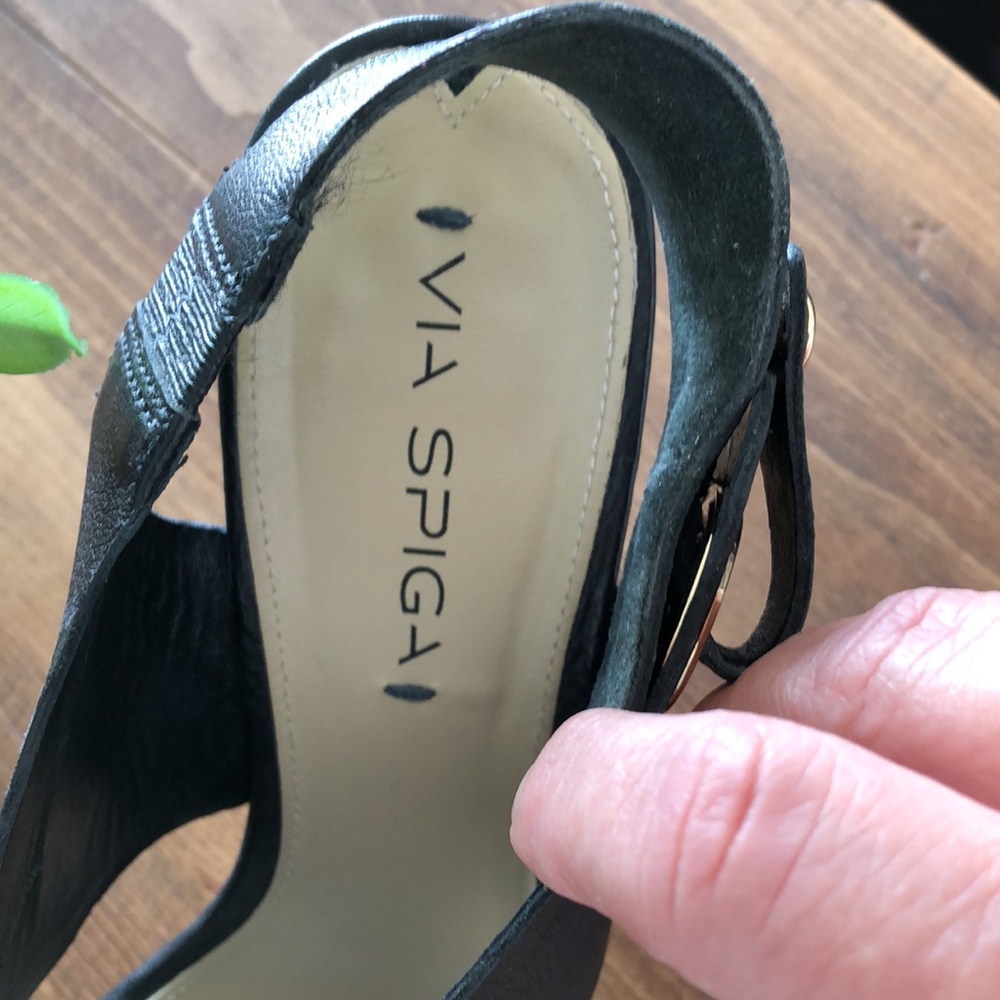 Sz8.5 Via spiga leather shoes with cork heels - Picture 2 of 5
